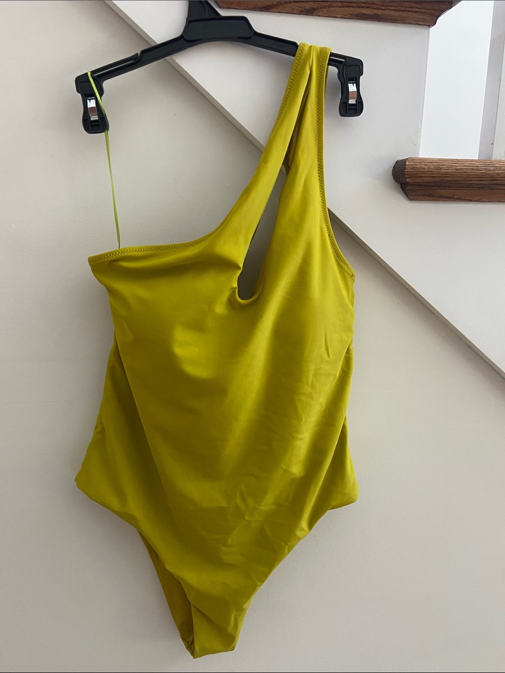 Zara One-Shoulder Swimsuit in Olive Yellow